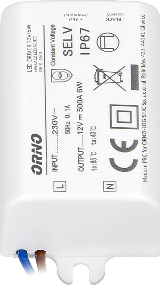 Orno Zasilacz LED MINI 6W 12V DC IP67 - OR-ZL-1630