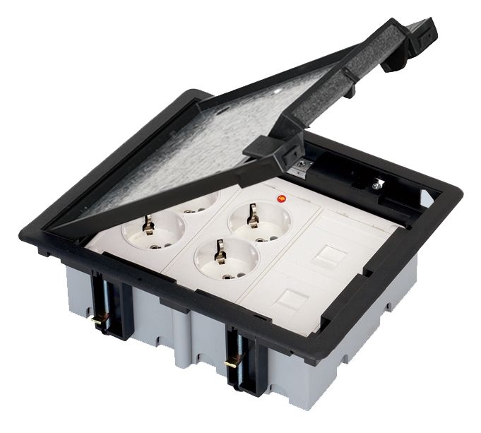 Kontakt-Simon Puszka SF podłogowa potrójna 6xK45 + SM302/9 szary grafit - SF310/14