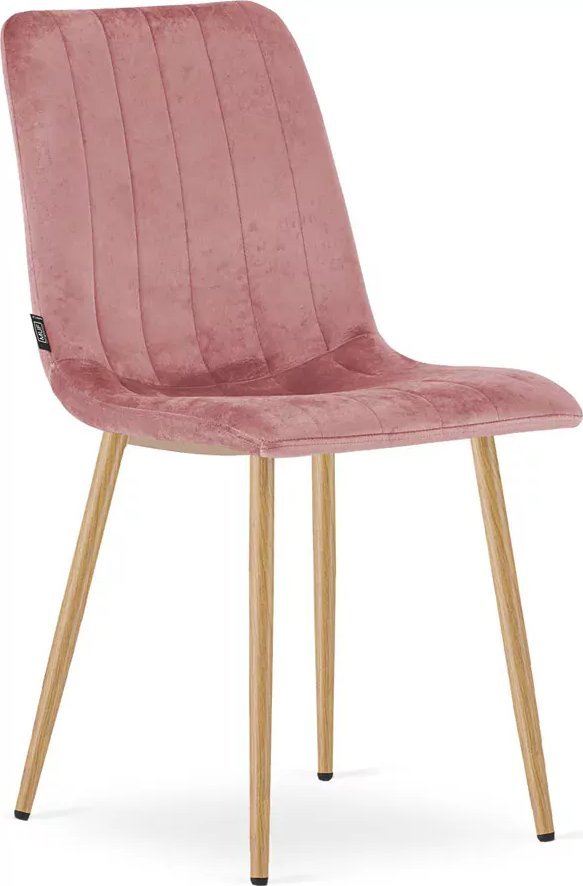 Elior Zestaw różowych welurowych krzeseł 4 szt. - Fernando 3X