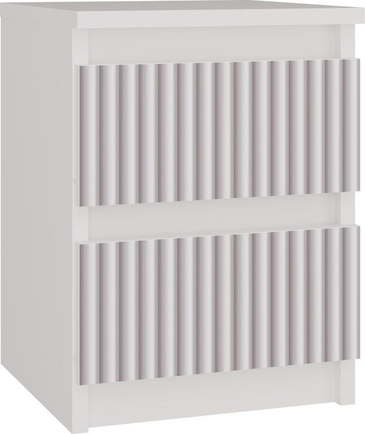 Topeshop Szafka nocna z szufladami, Malwa, 30x30x40 cm, biały, różowy