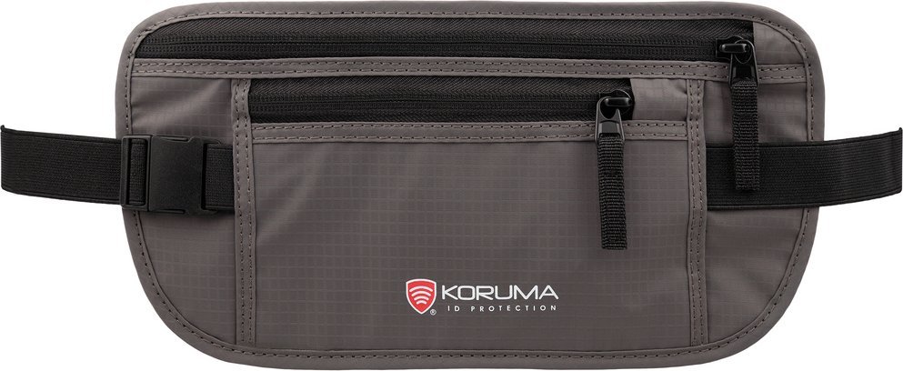 Dyskretna saszetka turystyczna na biodro z ochroną RFID (ciemny szary) Uniwersalny