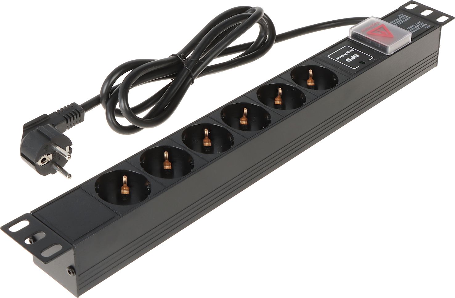 Listwa zasilająca 19" 1U 6x gniazdo Schuko z wyłącznikiem (L19/6VP)