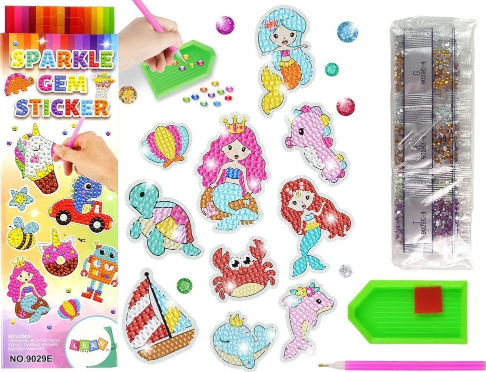 LeanToys Zestaw Naklejek Haft Diamentowy Świat Morski Zwierzęta Mozaika