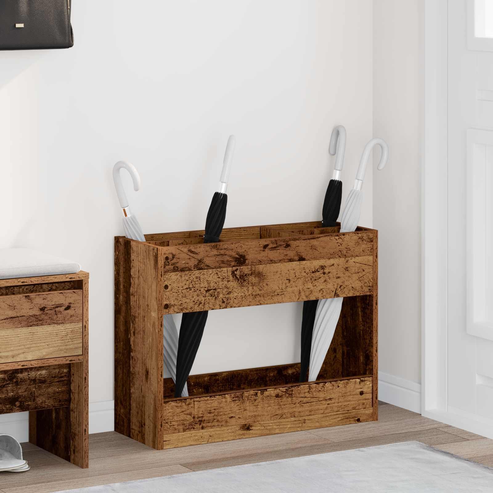 vidaXL Stojak na parasol Stare drewno 65 x 24 x 50 cm