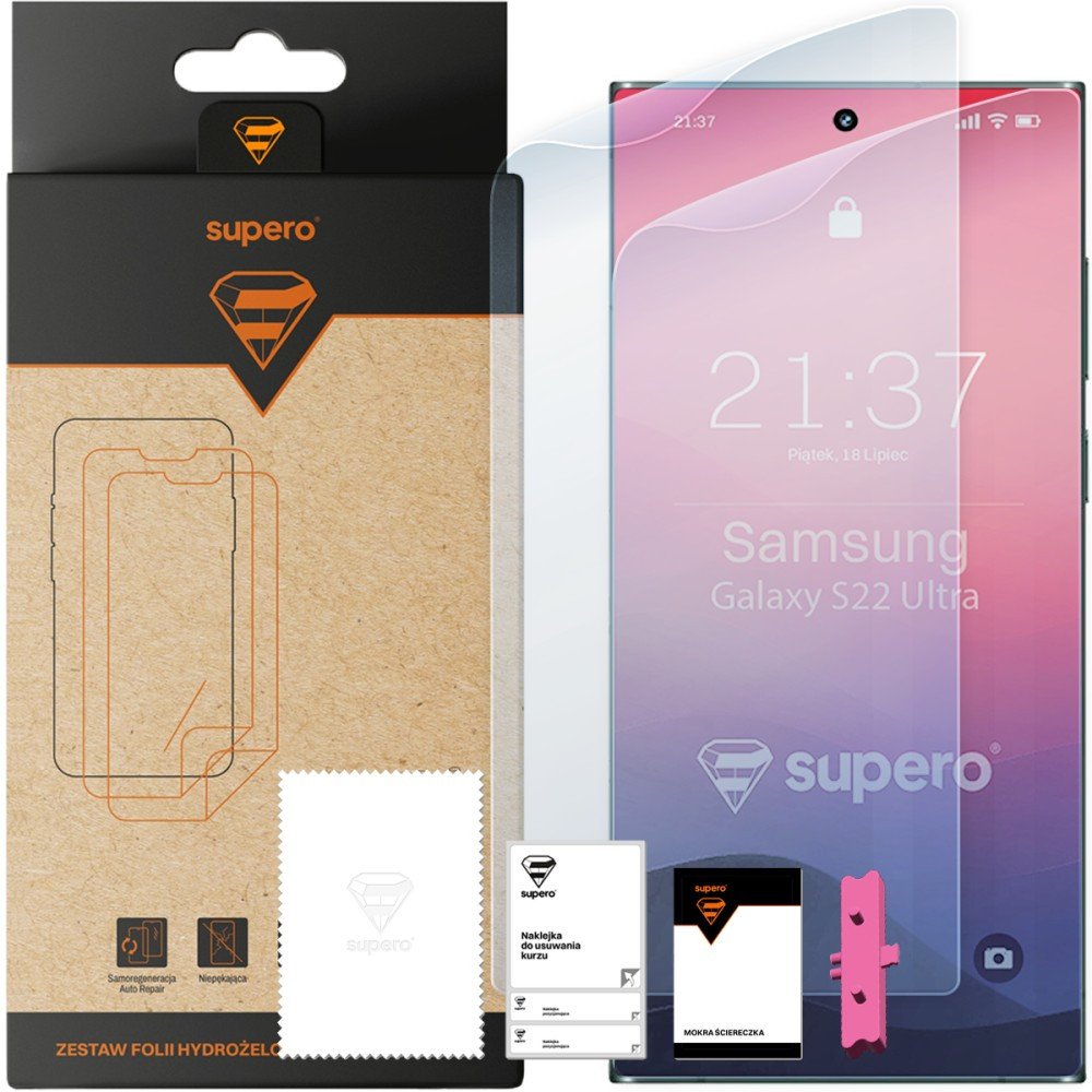 Folia hydrożelowa do Samsung Galaxy S22 Ultra, Supero, 2 szt. + aplikator