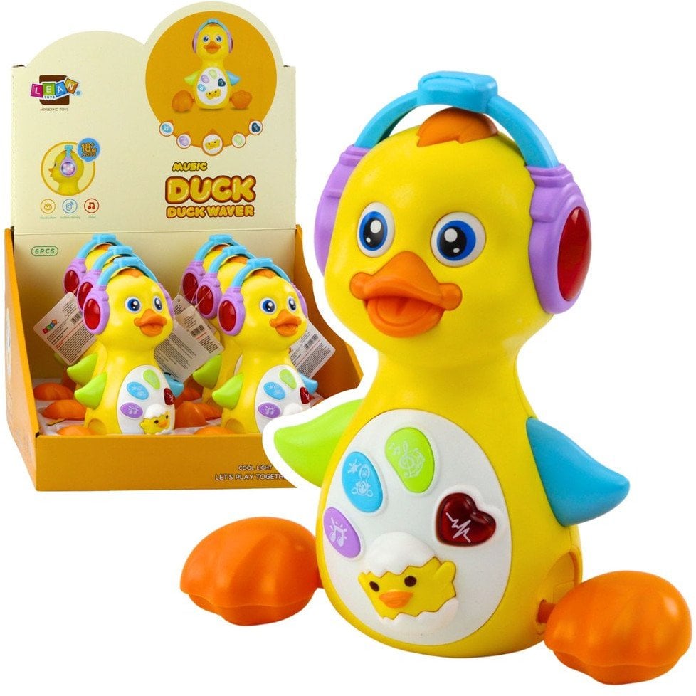 Interaktywna Kaczka Muzyczna Dla Malucha Porusza Się Świeci Żółta