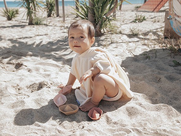 BAMBOOM Zestaw 4 łódeczek do zabawy różowy