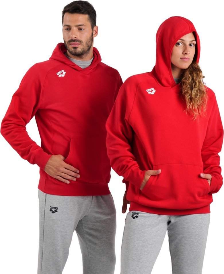 Arena Bluza sportowa z kapturem ocieplana Arena Team Hooded Unisex Sweat Red r.XL