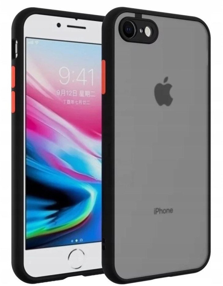 Etui matowe Supero do iPhone 7/8/SE, czarno-półprzezroczyste