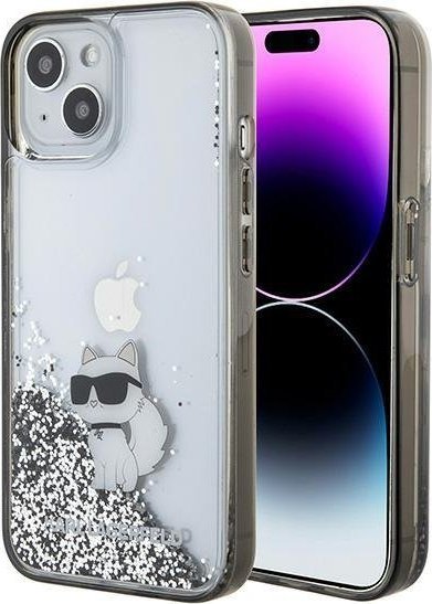Karl Lagerfeld Karl Lagerfeld KLHCP15SLKCNSK iPhone 15 6.1" transparent hardcase Liquid Glitter Choupette