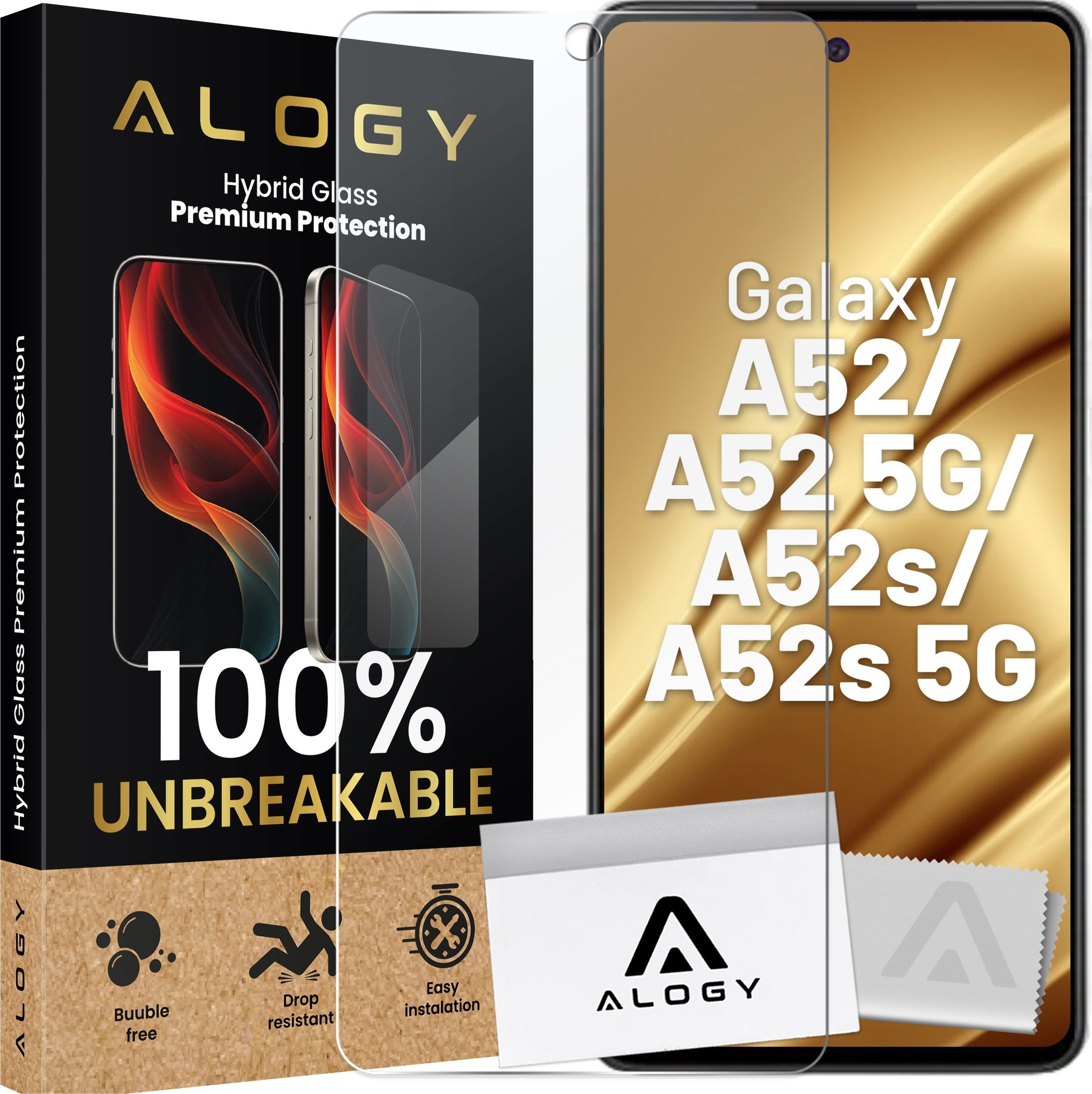 Alogy Szkło hybrydowe do Samsung Galaxy A52 / A52 5G / A52s / A52s 5G na ekran Alogy Flexi Glass 9H Case Friendly płaskie na ekran