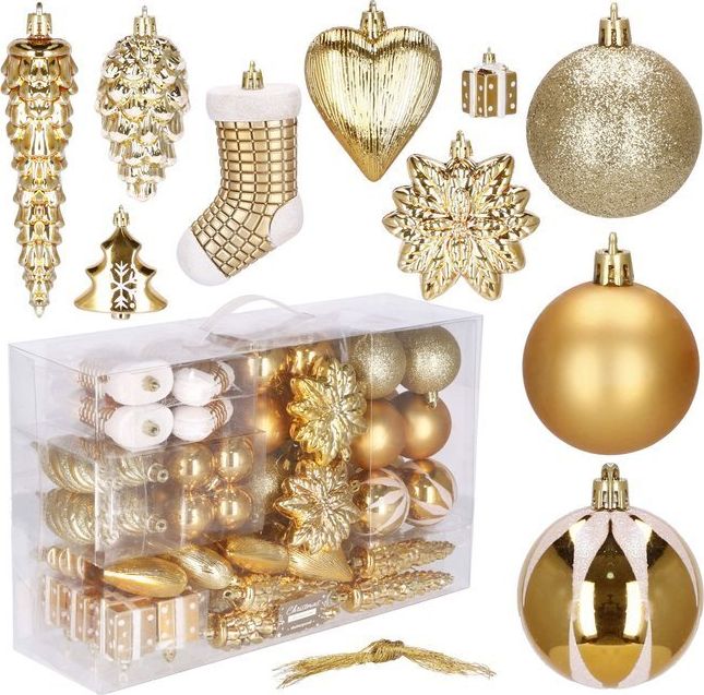 Springos Bombki choinkowe 72 szt. ozdoby świąteczne złoty UNIWERSALNY