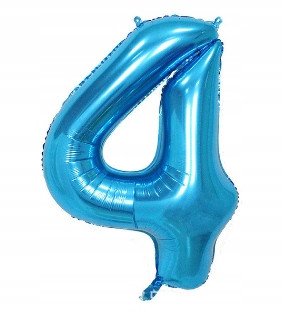 Balon Foliowy Na Hel CYFRA - 4 kolor NIEBIESKI - 80CM