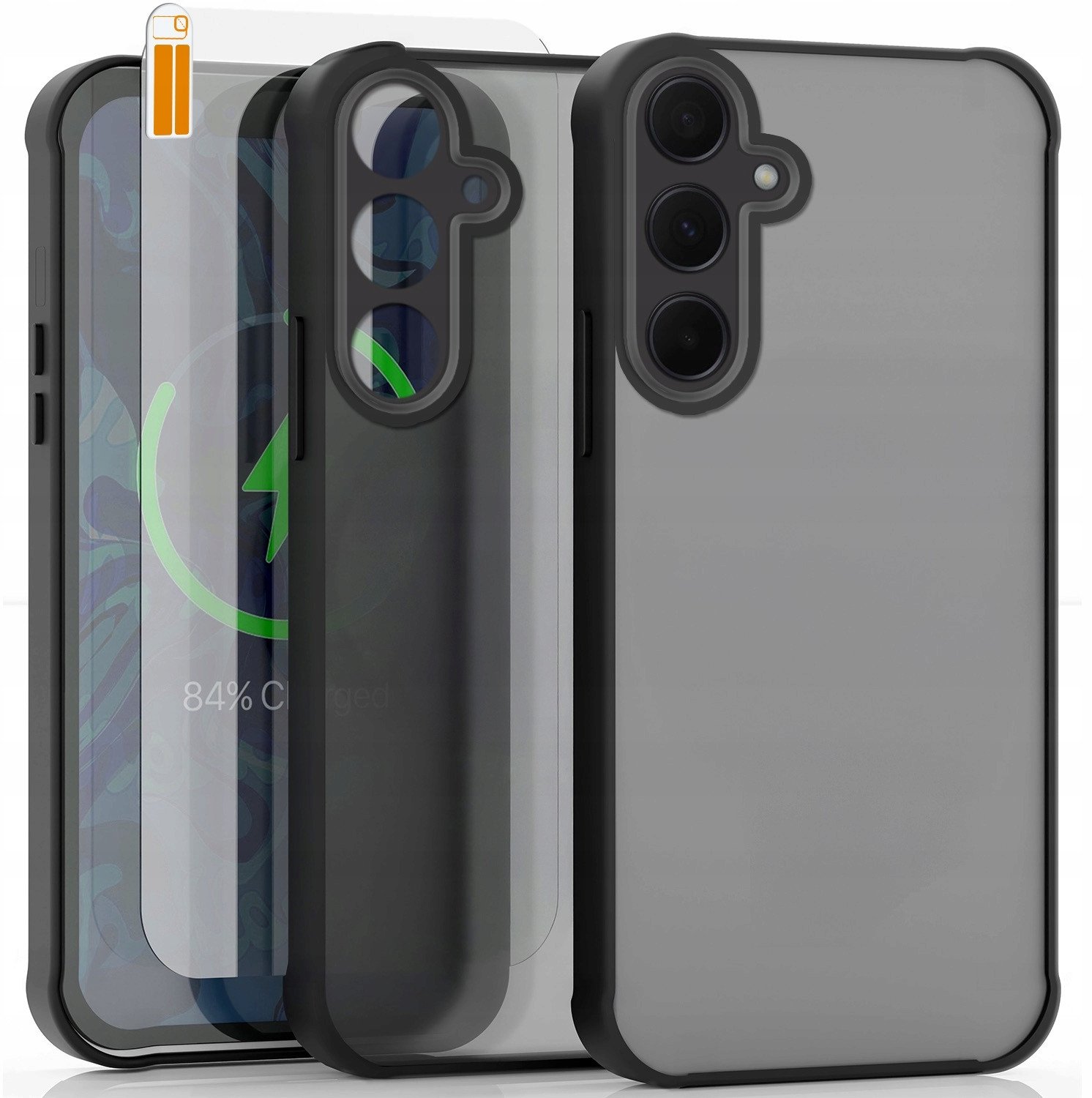 Etui do Samsung Galaxy A35 5G (Czarne, Matowe, Wzmacniane, Case) Szkło 9H