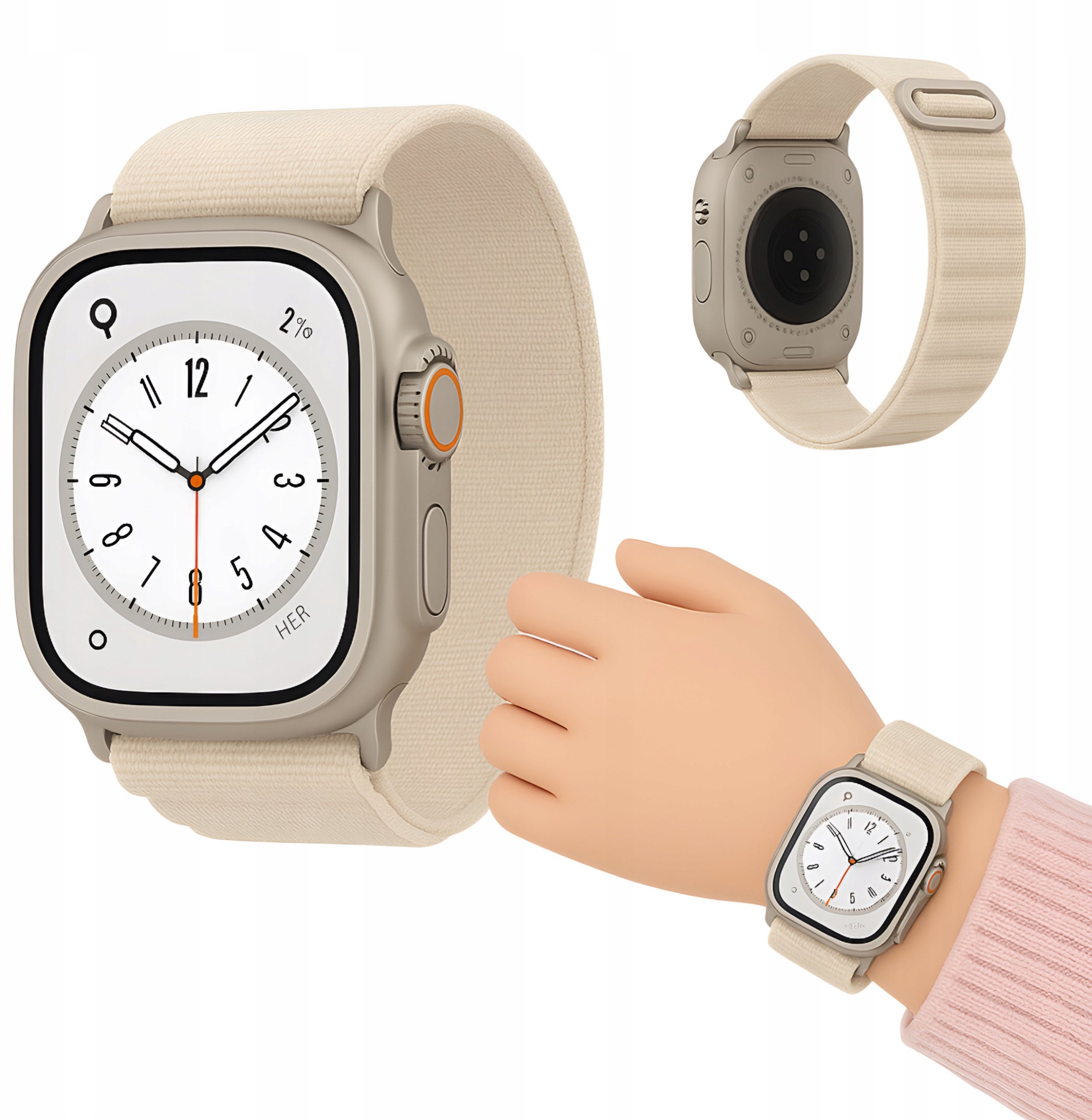 Pasek Do Apple Watch 1 / 2 / 3 / 4 / 5 / 6 / SE / SE 2 / 7 / 8 / 9 Beżowy