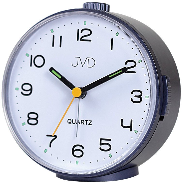 Budzik JVD SRP1050.1 11 cm płynący sekundnik drzemka podświetlenie .