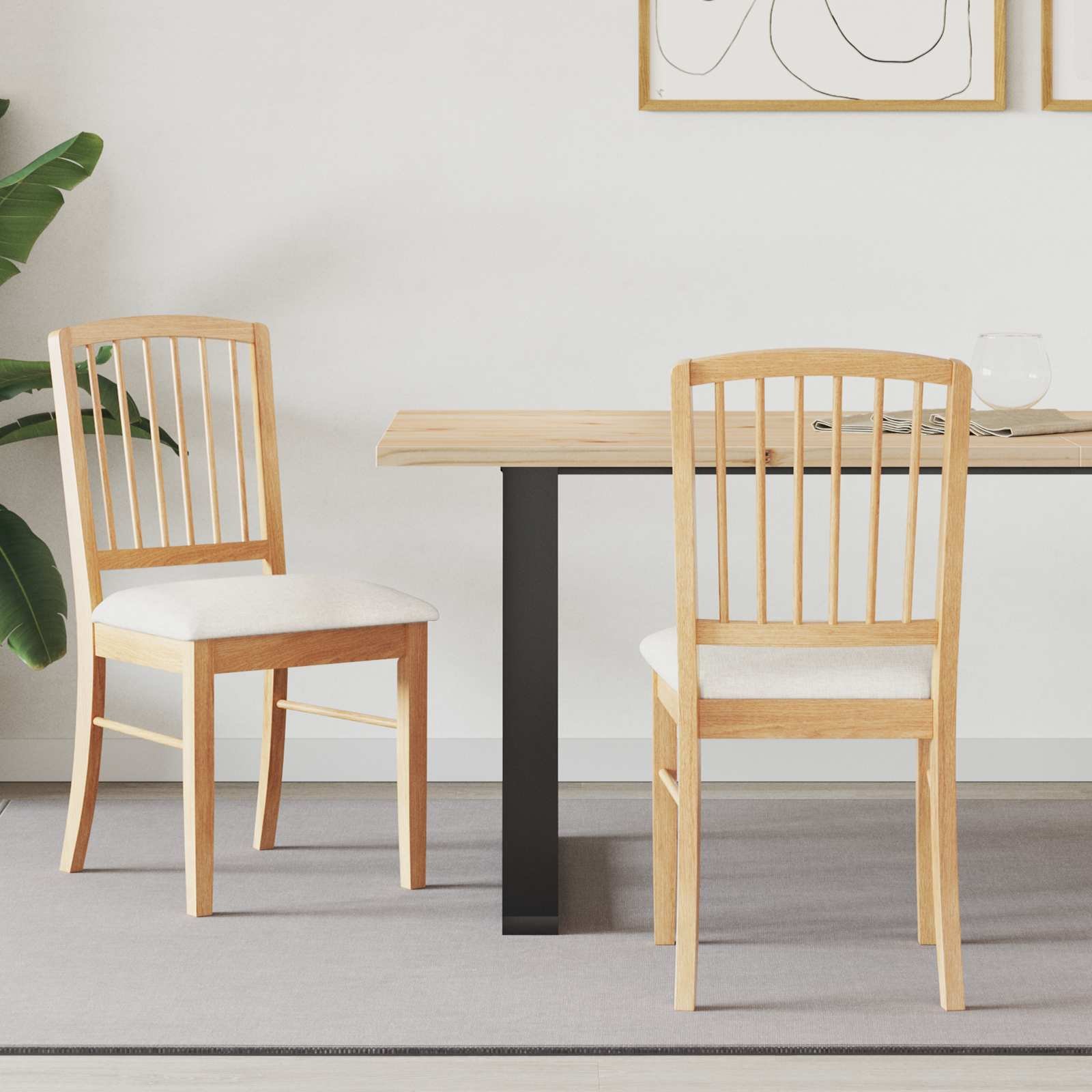 vidaXL Krzesła jadalne 2 pcs 50 x 52,5 x 91 cm Drewno Gumowe