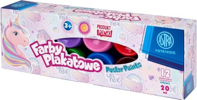 ASTRA art-pap Farby plakatowe 12 kolorów 20ml Jednorożec ASTRA