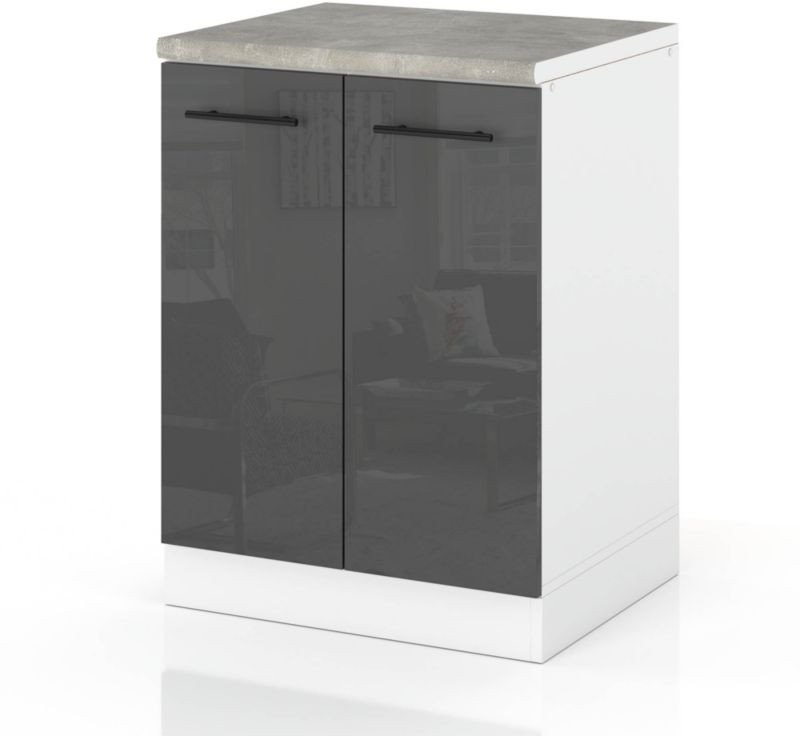 Szafka Kuchenna Stojąca Z Blatem Modułowa 80cm Spremium Szary Połysk