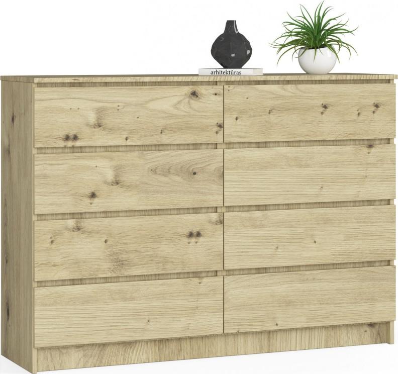 Fabryka Mebli Akord Komoda do salonu K 140 cm 8 szuflad - dąb artisan