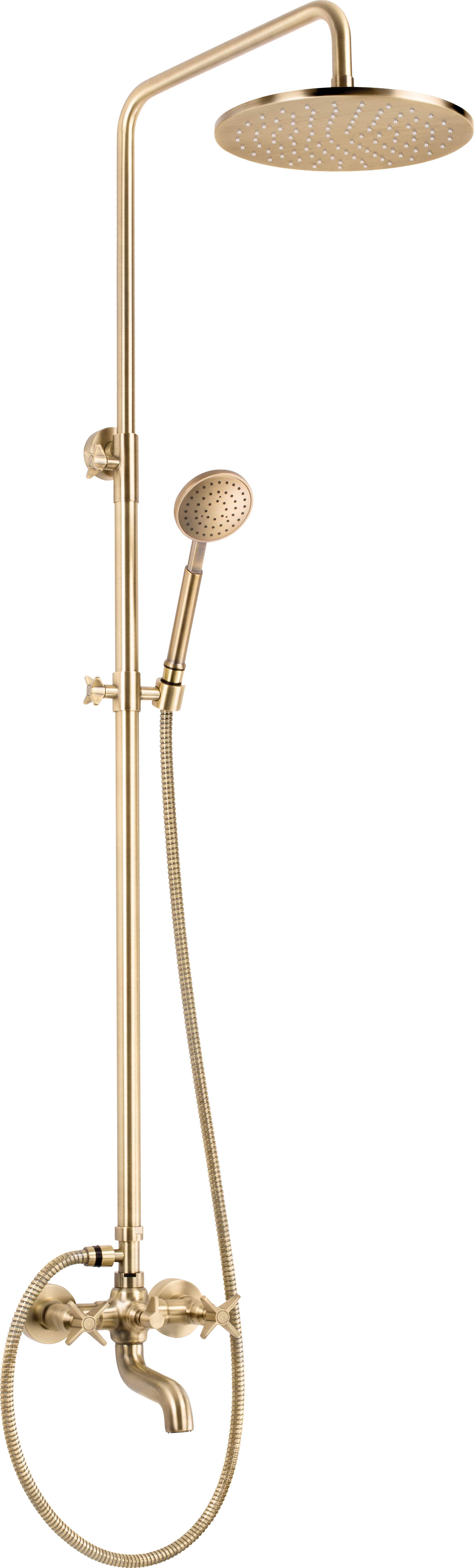 Zestaw prysznicowy Deante CASCADA DESZCZOWNIA TEMISTO Z BATERIĄ WANNOWĄ MOSIĄDZ
