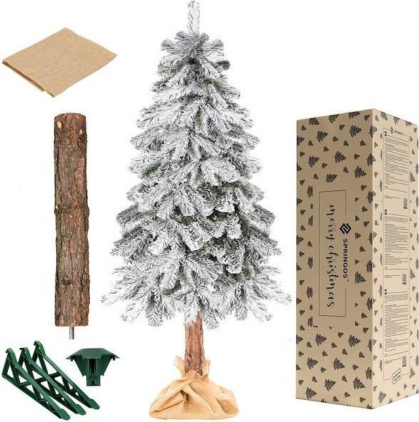 Springos Choinka na pniu 180 cm sztuczny świerk śnieżony UNIWERSALNY