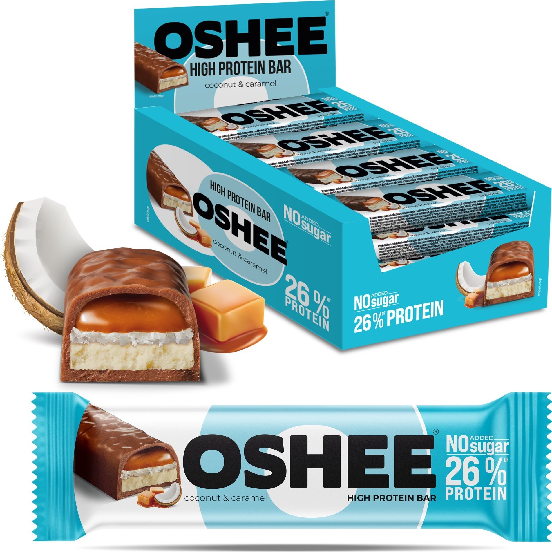 Oshee 12x Baton proteinowy OSHEE kokos i karmel 48g