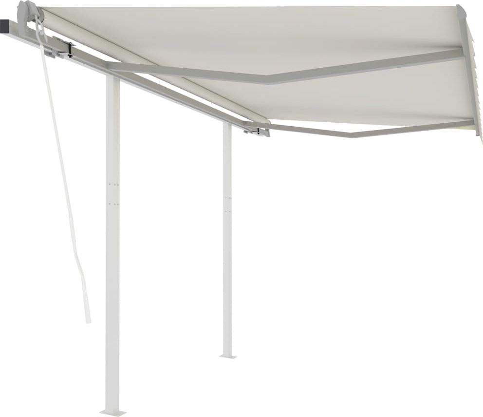 vidaXL Automatycznie zwijana markiza z słupkami, 3x2,5 m, kremowa