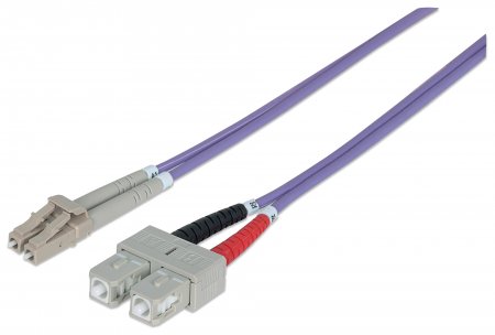 Intellinet Network Solutions Patchcord światłowodowy LC/SC OM4 50/125um Duplex Multimode, 1m, fioletowy (751049)