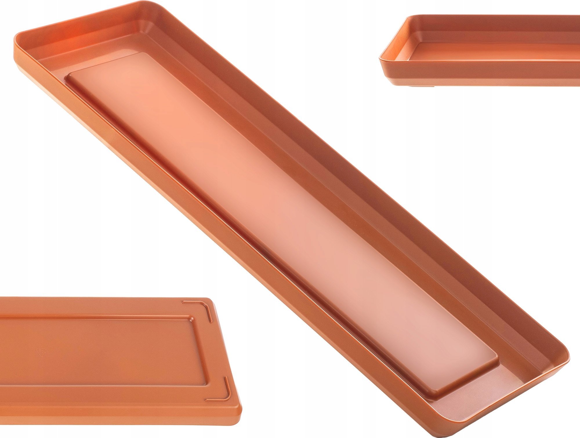 KADAX Podstawka Pod Doniczkę Donicę 40cm Tacka Prostokątna Ceglasta Plastikowa