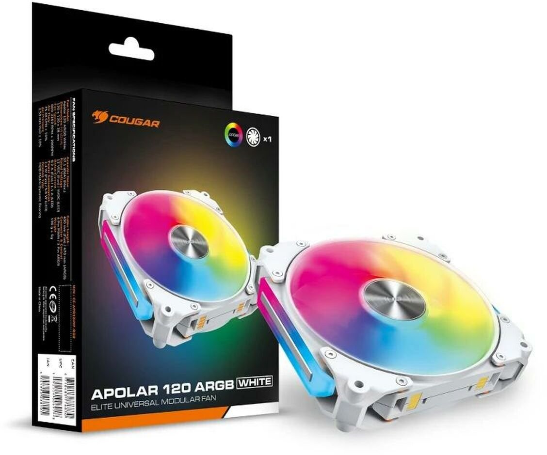 Cougar Wentylator do Obudowy Apolar 120 12 cm Biały ARGB