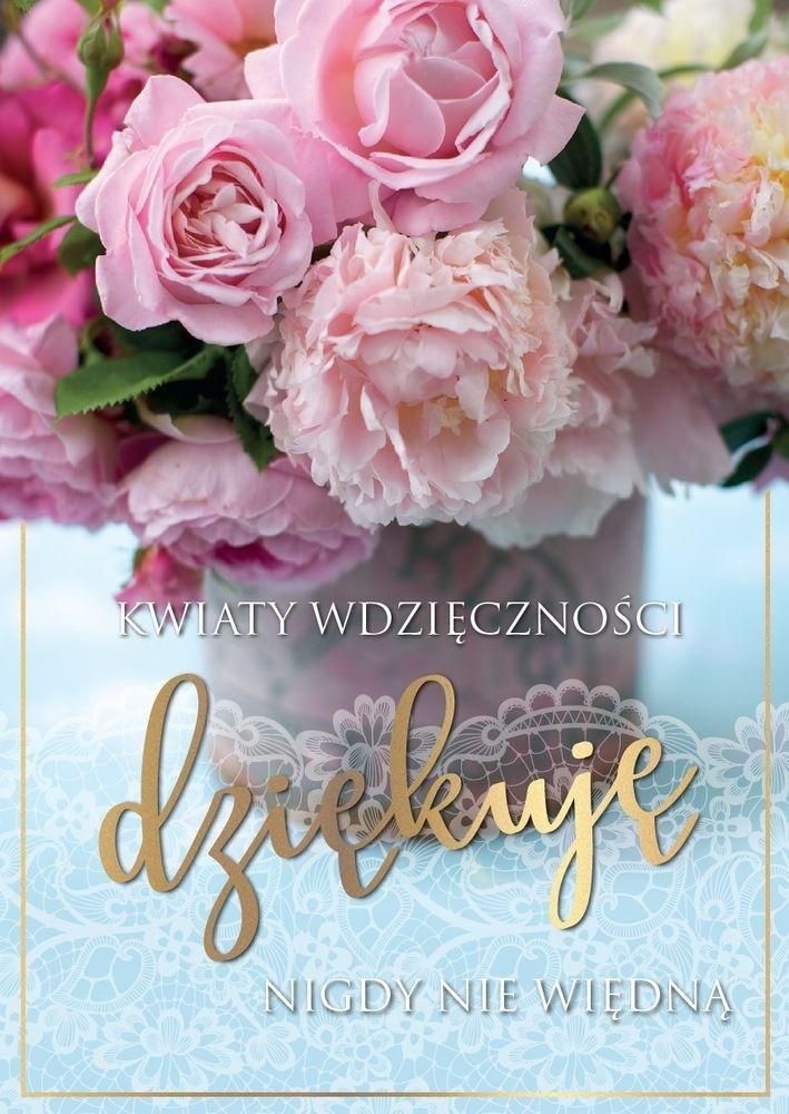 KUKARTKA Karnet Dziękuję, kwiaty, brokat PR-373