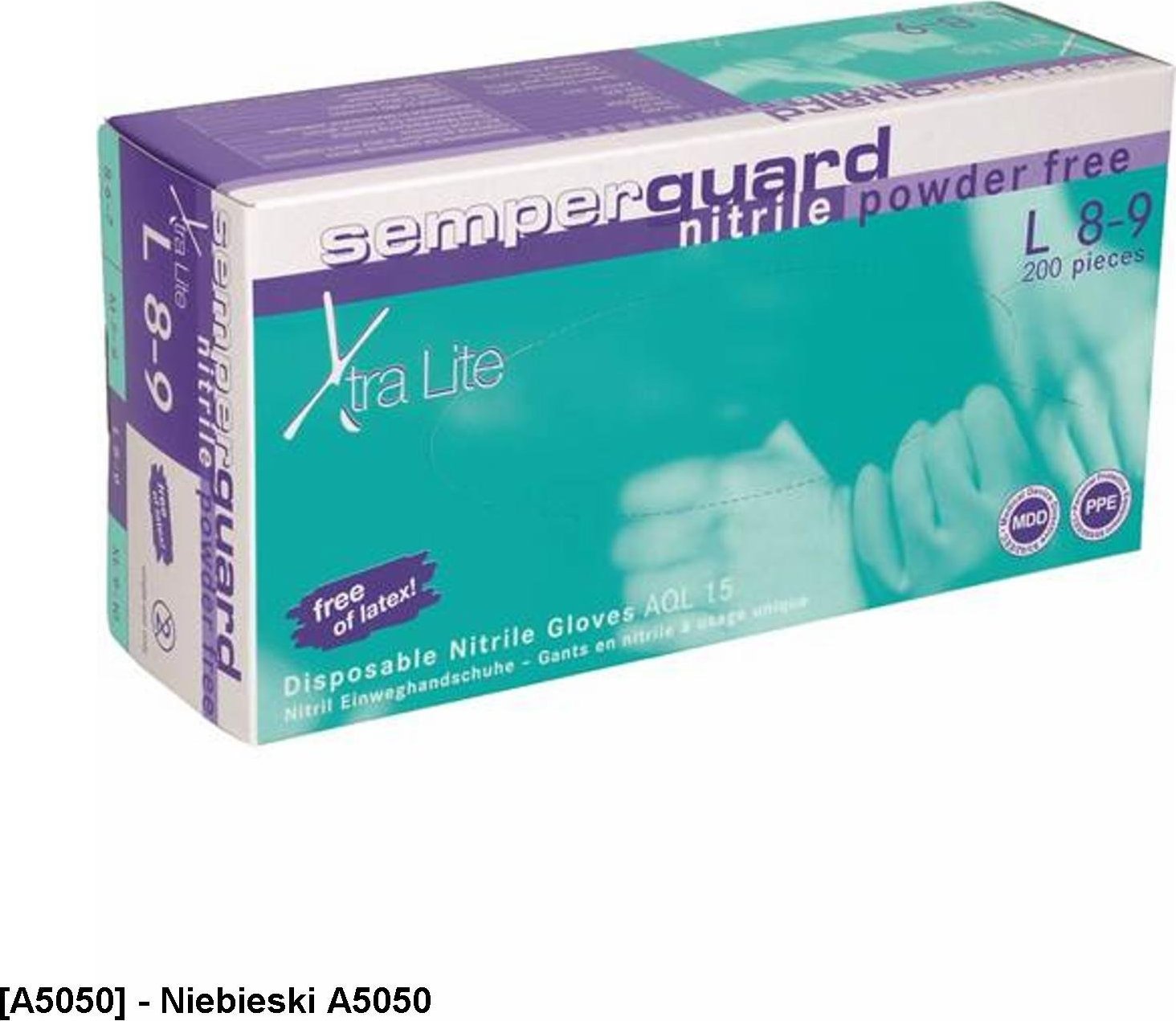 Ardon SEMPERGUARD Xtra Lite - rękawice jednorazowe - powder free - lavender blue, Nitryl 09
