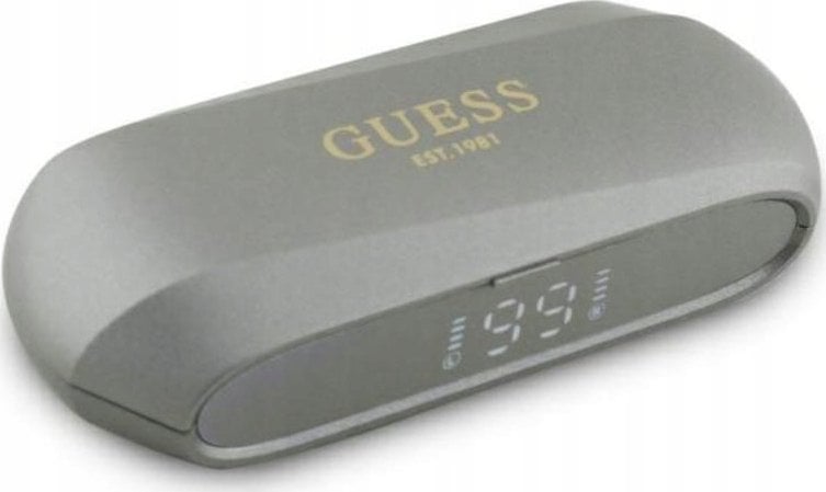 Guess słuchawki Bluetooth GUTWSC2MCDSE TWS + stacja dokująca taupe Elongated Metalic Printed Logo