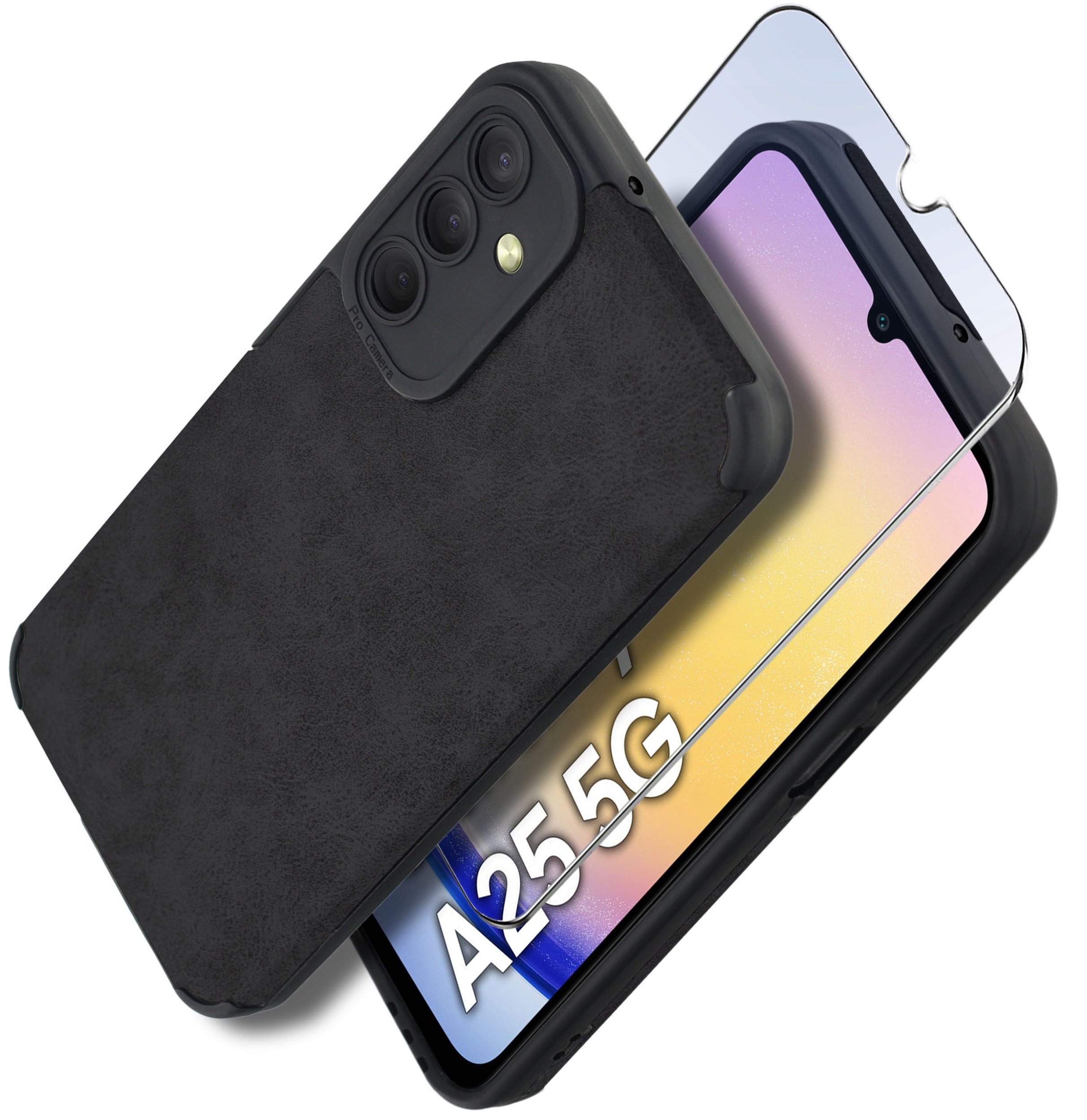 Etui do Samsung A25 5G silikonowe SKÓRZANE VINTAGE CASE + Szkło na ekran 9H