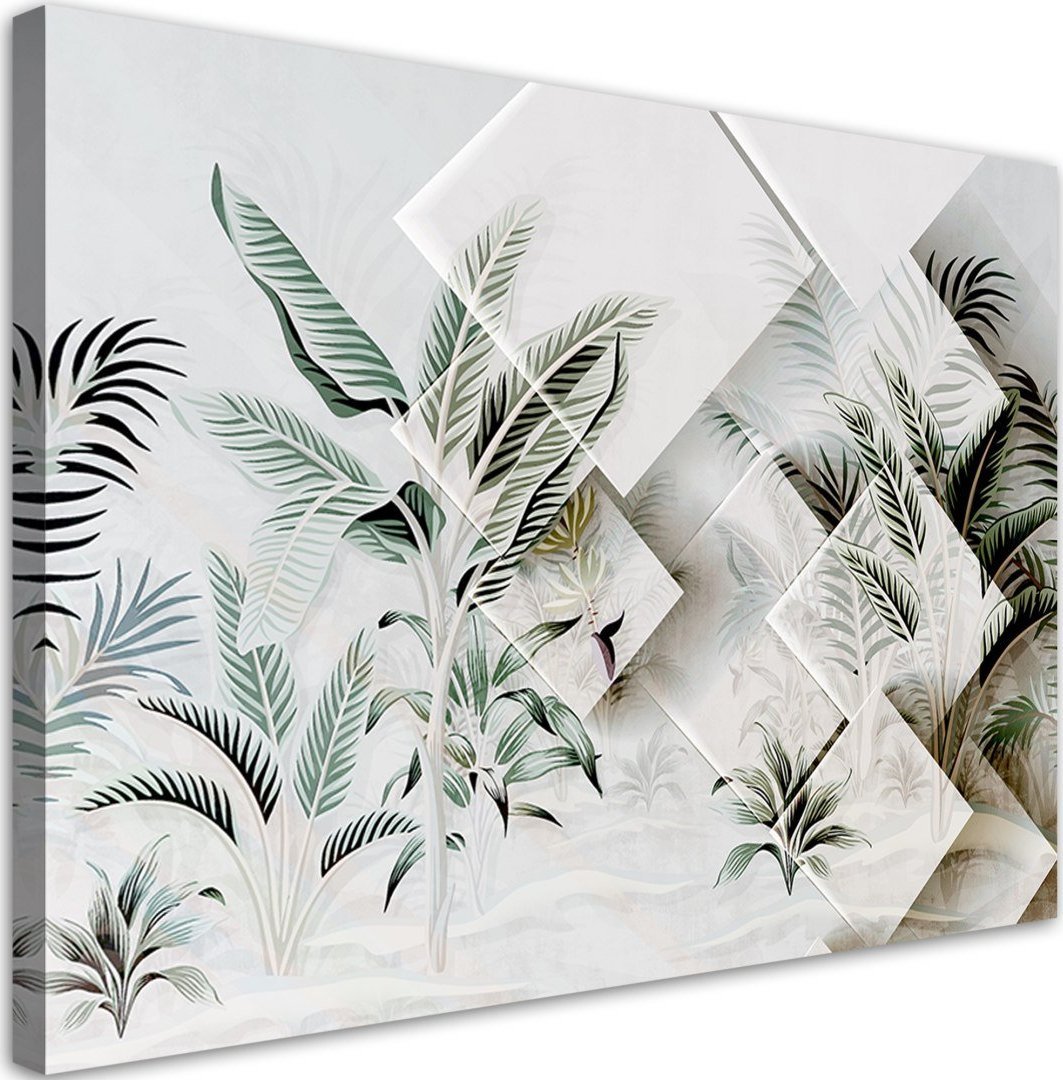 Feeby Obraz na płótnie, Zielone liście 3D - 120x80