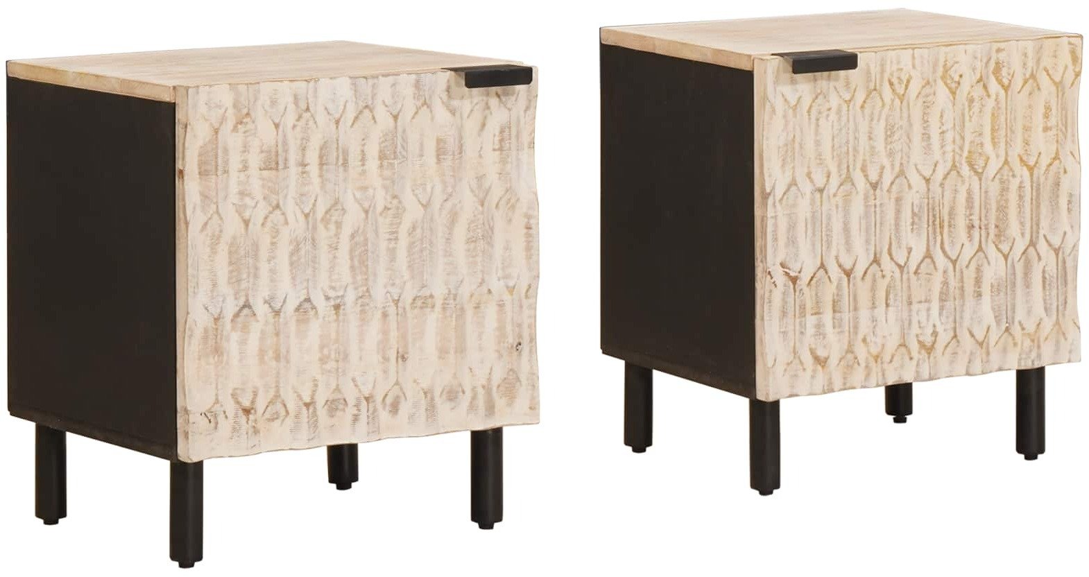 vidaXL Nocna szafka 2 pcs Biały 40 x 33,5 x 46 cm Drewno mango