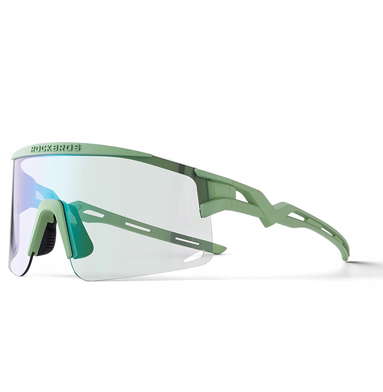 Okulary rowerowe Rockbros fotochromowe, z ochroną UV i wkładką korekcyjną - zielone