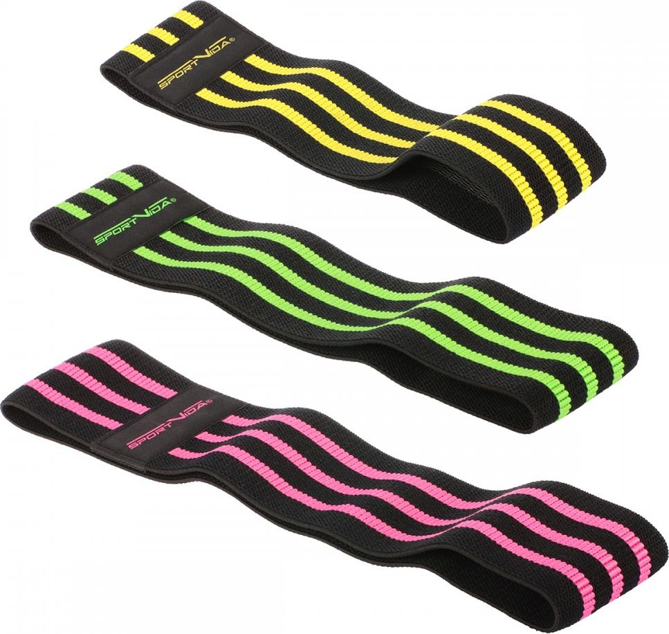 SportVida Hip Band SV-HK0365 różne poziomy oporu w zestawie wielokolorowy 3 szt.