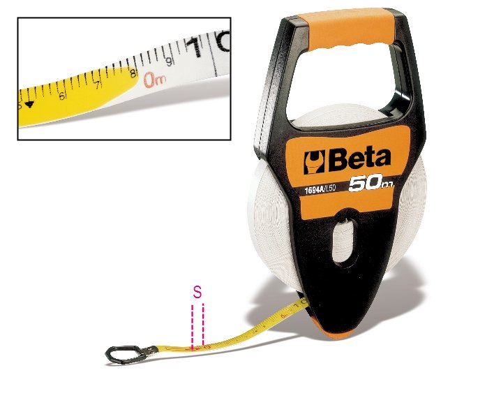 Beta Tools Przymiar zwijany z rękojeścią taśma z włókna szklanego 13mm x 50m (016940250)