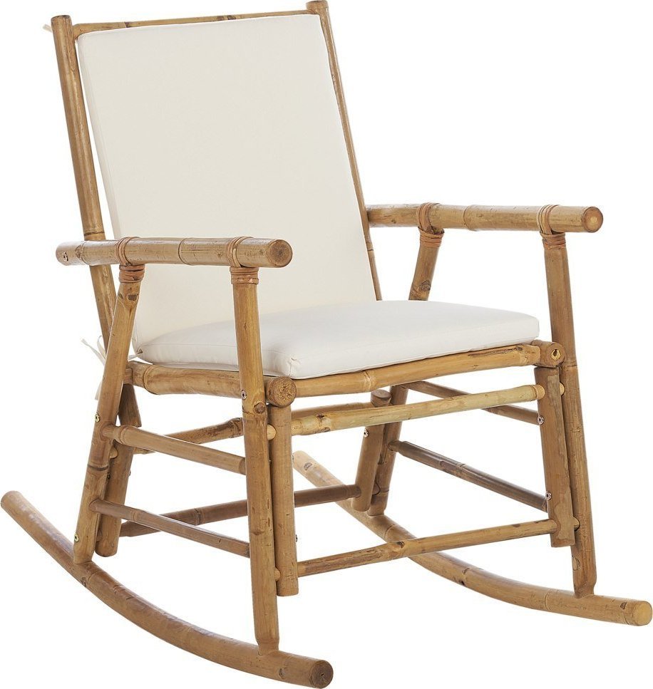 Beliani Fotel bujany bambusowy jasne drewno z białym FRIGOLE!