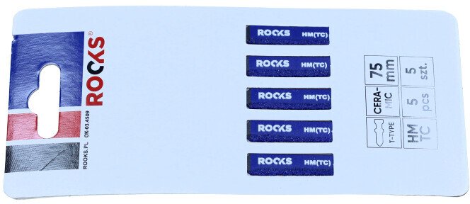 ROOKS BRZESZCZOT DO WYRZYNARKI WĘGLIK SPIEKANY HM(TC), TYP T, CERAMIKA, 75 MM, KPL 5 SZT
