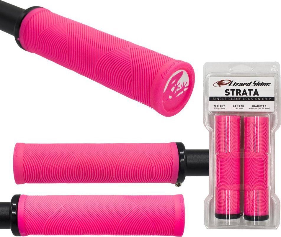 Lizard Skins Chwyty Lizardskins Strata Single sided Lock-on, 135 x 32,25 mm, neonowy róż