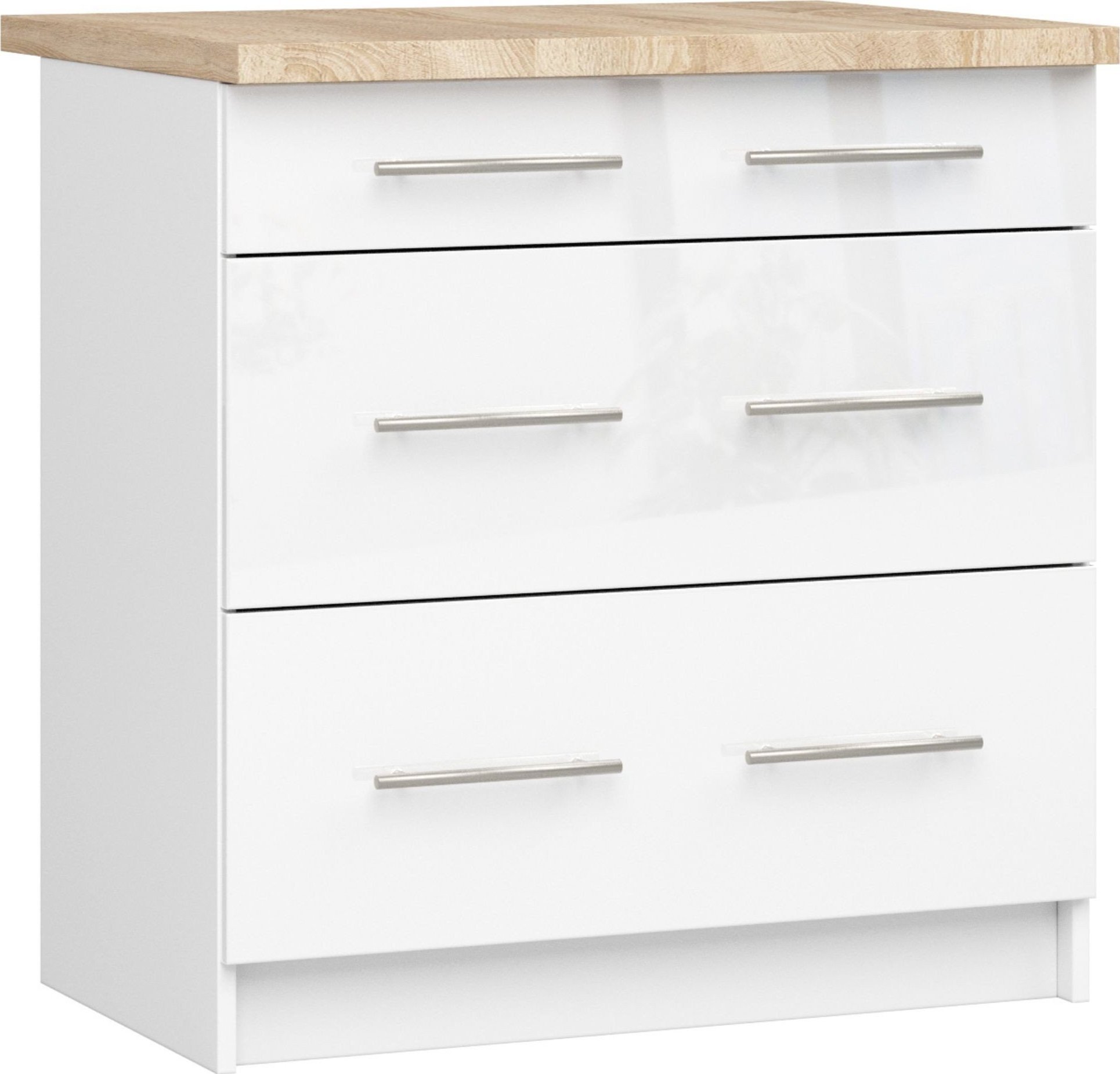 Fabryka Mebli Akord SZAFKA KUCHENNA OLIWIA S 80cm 3SZ + BLAT BIAŁA / BIAŁY POŁYSK