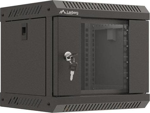 Lanberg Szafa instalacyjna Rack Wisząca 10" 4U 300x300 Drzwi przeszklone (flat pack) czarna