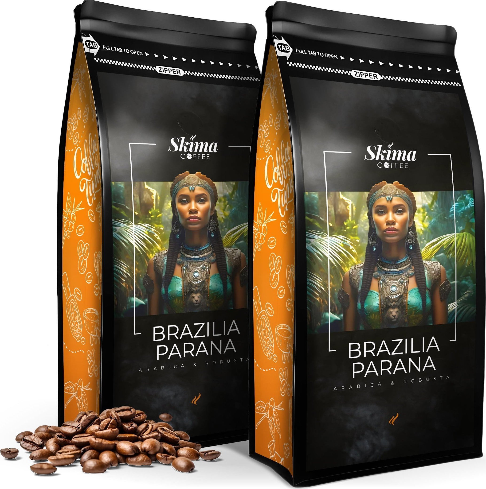 Kawa ziarnista SkimaCoffee Zestaw Kawa ziarnista 1kgX2 BRAZILIA PARANA BLEND Świeżo Palona do ekspresu