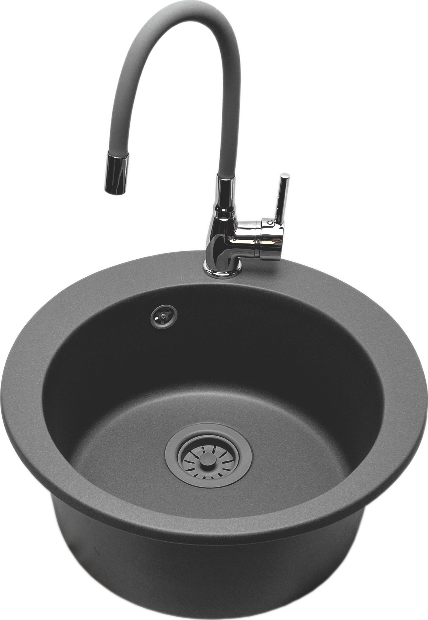 Zlewozmywak PREHNIT Zlewozmywak jednokomorowy VIVA szary + bateria flex LAVO