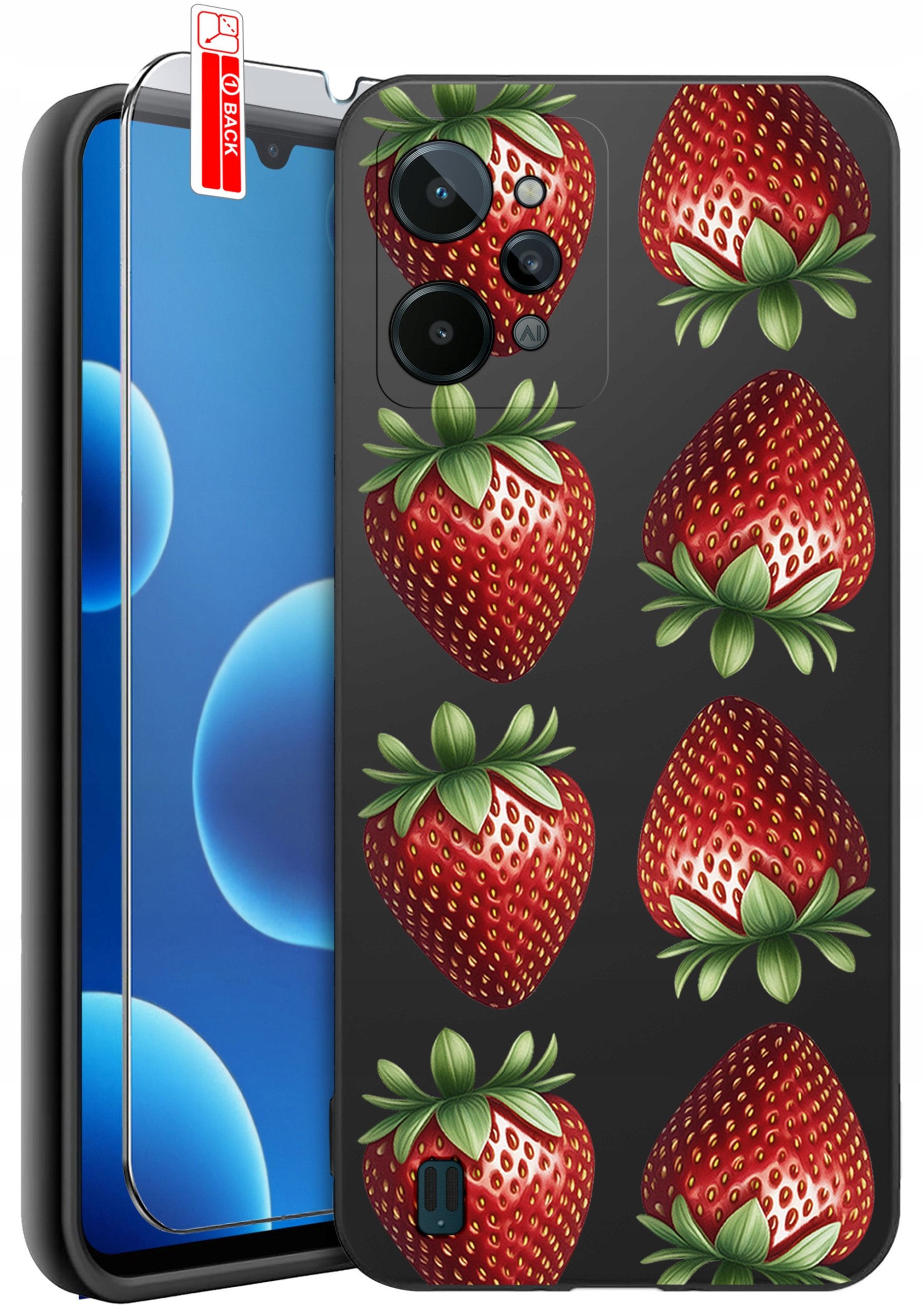 ETUI do Realme C31| WZORY | SILIKONOWE MATT CASE + SZKŁO 9H