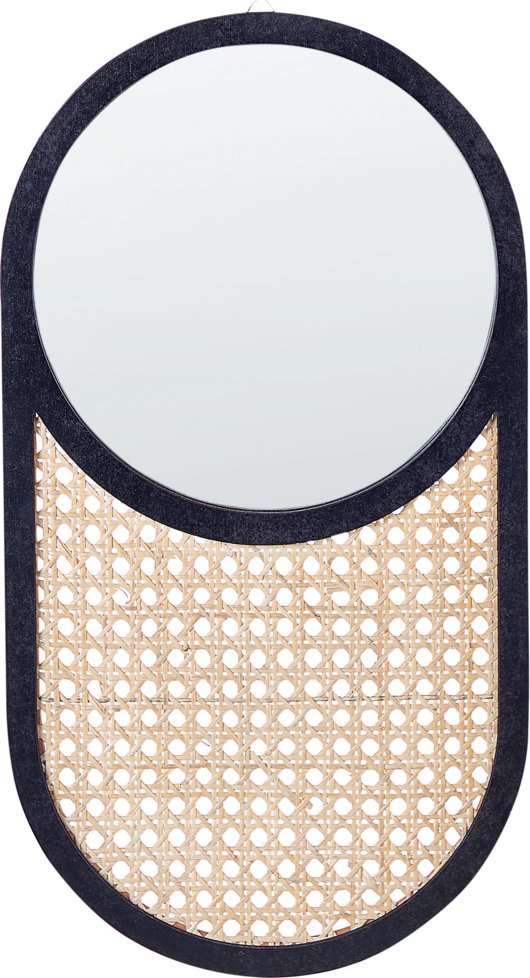 Beliani Lustro ścienne rattanowe 30 x 56 cm jasne BALEAL