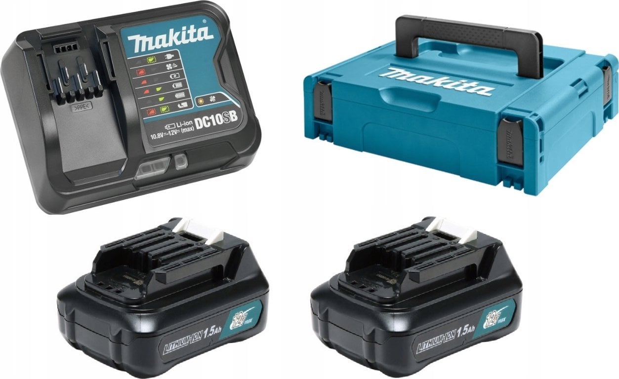 Zestaw elektronarzędzi Makita MAKITA ZESTAW ZASILAJĄCY 12V 2x1,5Ah (BL1016x2+DC10SB) MAKPAC